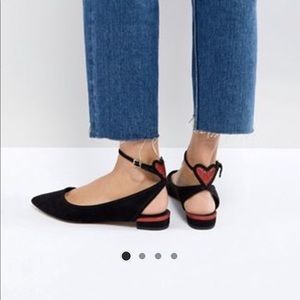 ❤️ASOS Black Ballet Flats with Red Heart detail ❤️